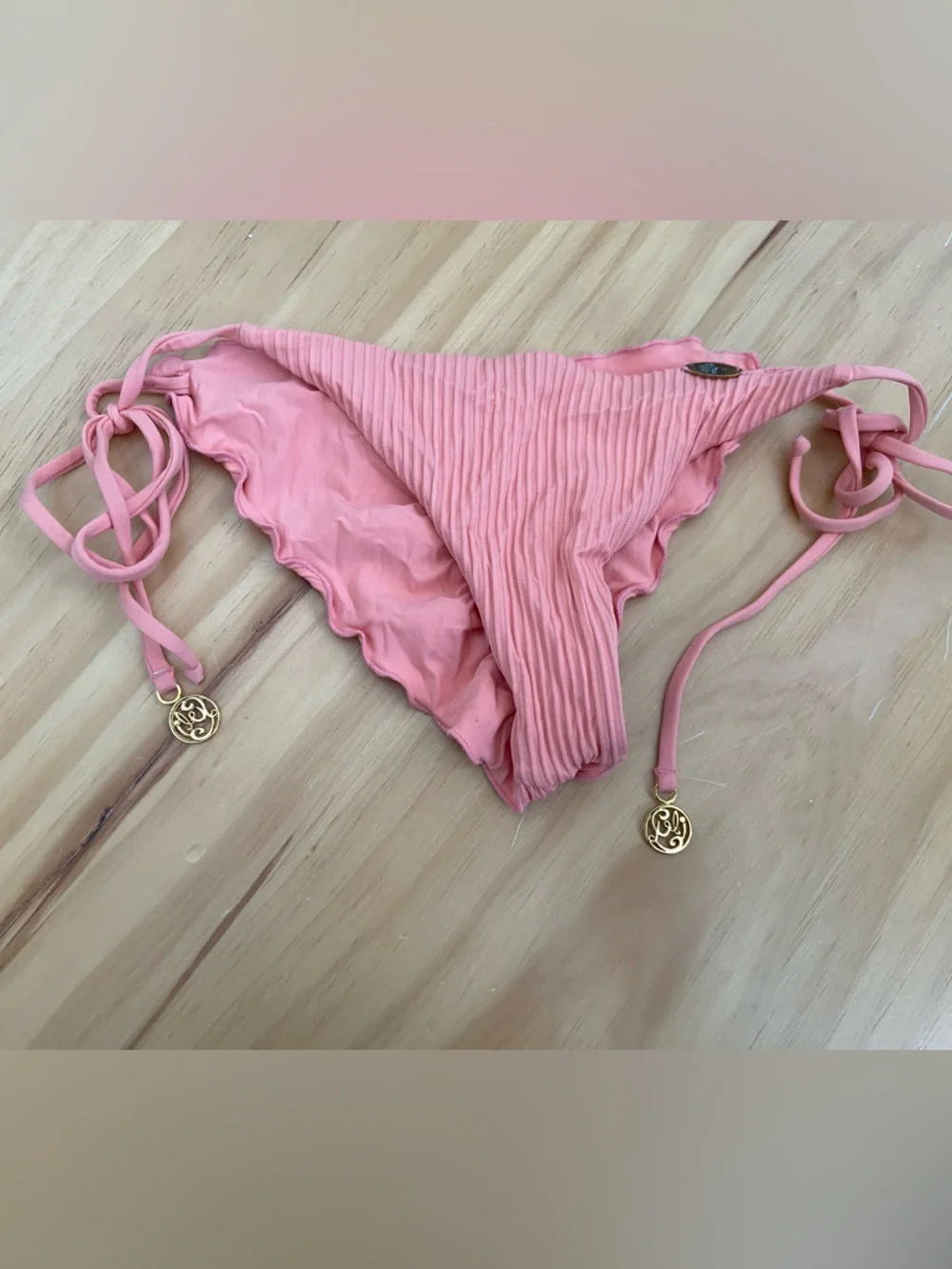 Luli Fama Pink Ribbed String Bikini